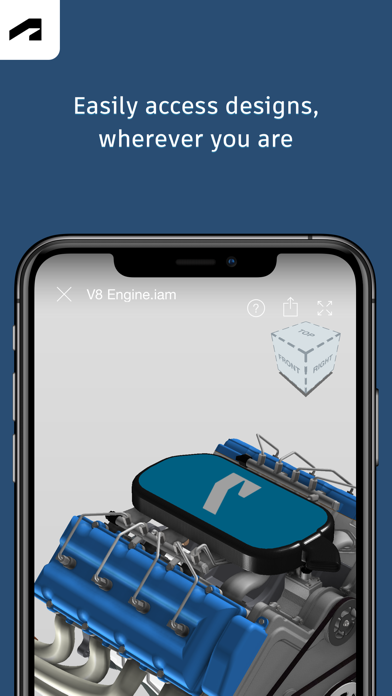 手机查看器中打开 V8 Engine 装配，右上角带视图方块